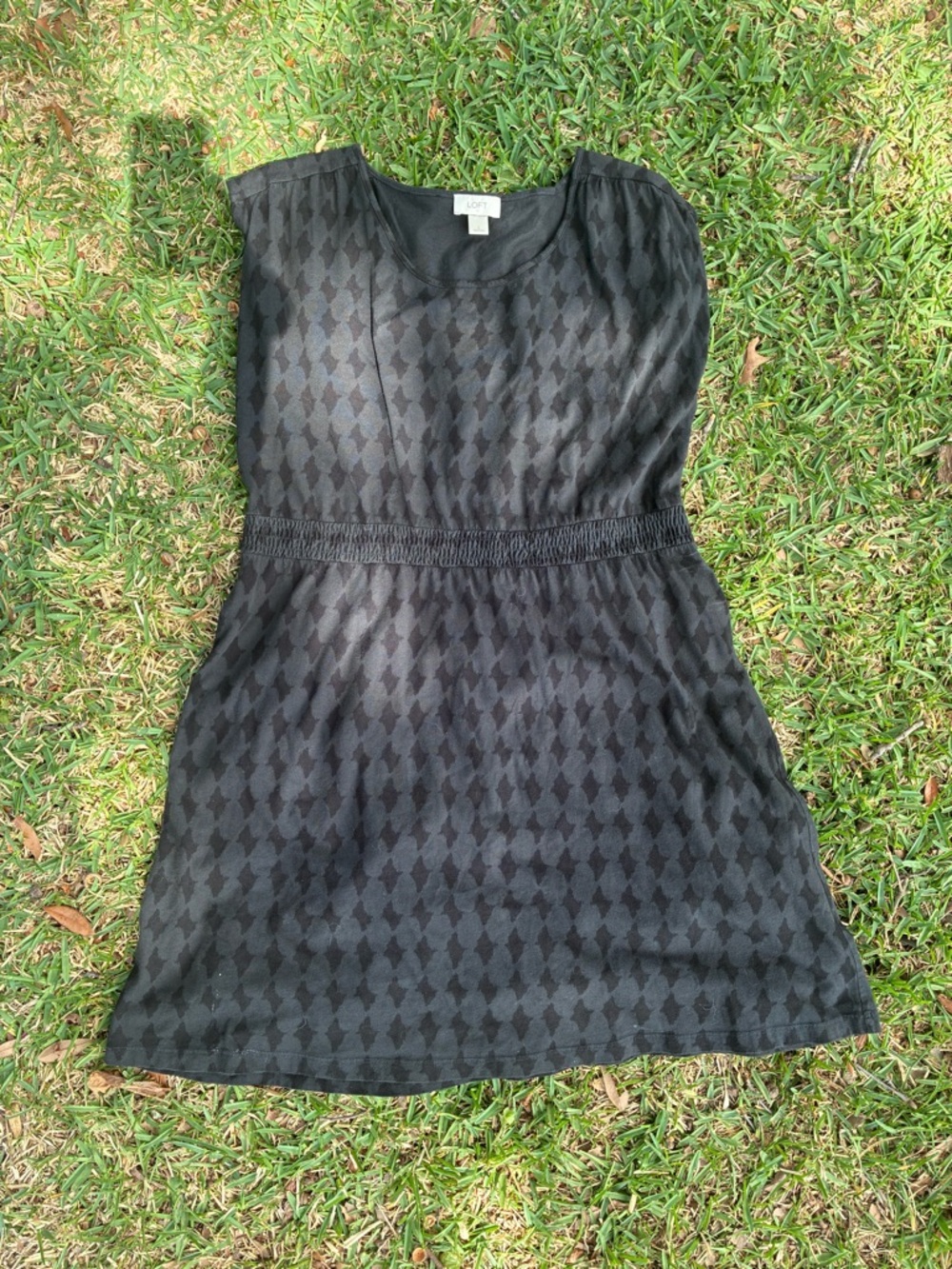 LOFT Black Houndstooth Dress